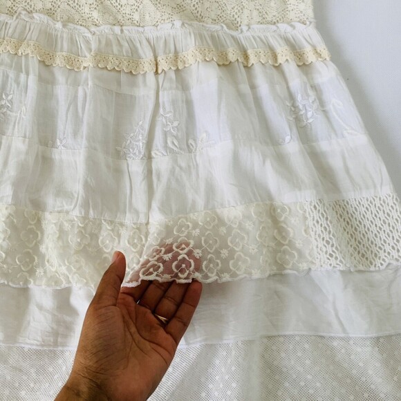 Marilu Dress Girls Size 6 White Ivory Lace Overlay Sleeveless Tiered Lightweight - Picture 3 of 11